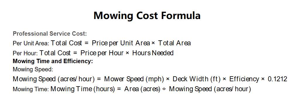 Mowing Cost Formula