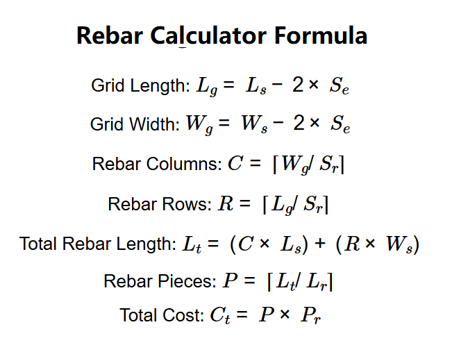Rebar Calculator Formula