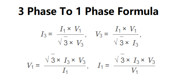 3-Phase To 1-Phase Formula