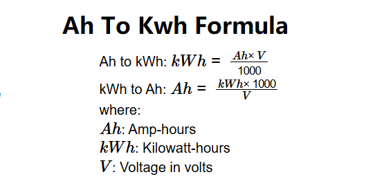 Amp-Hours and Kilowatt-Hours Formula