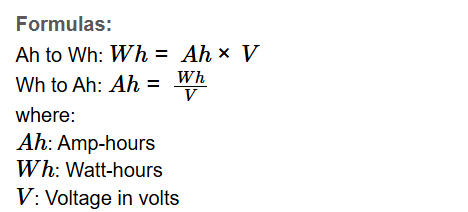 Amp-Hours and Watt-Hours Formula