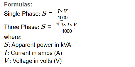 Amps to kVA Formula