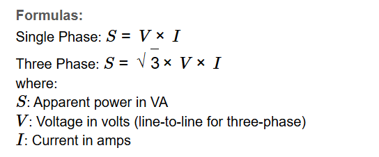 Amps to Volt-Amps Formula