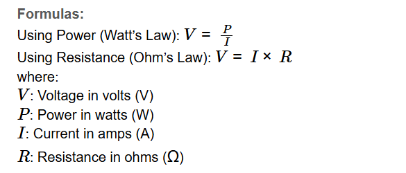 Amps to Volts Formula