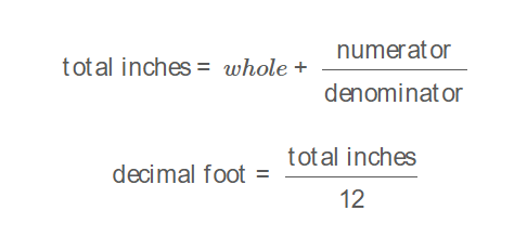 Fraction Inch to Foot