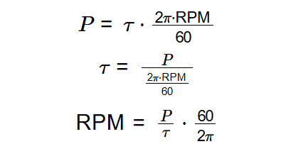 Power, Torque, RPM Formula Diagram
