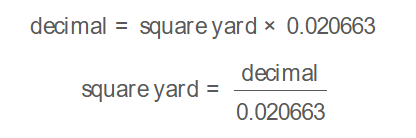 Square Yard to Decimal