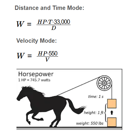 Weight from Horsepower Formula
