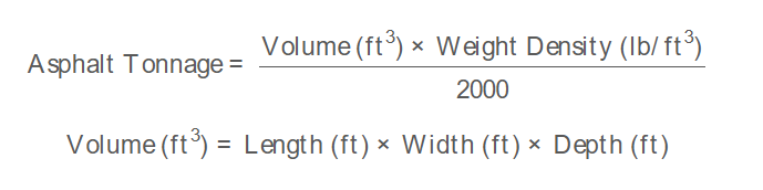 Asphalt Tonnage Formula