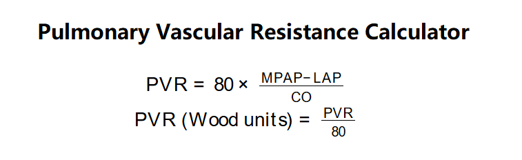 Pulmonary Vascular Resistance Calculator