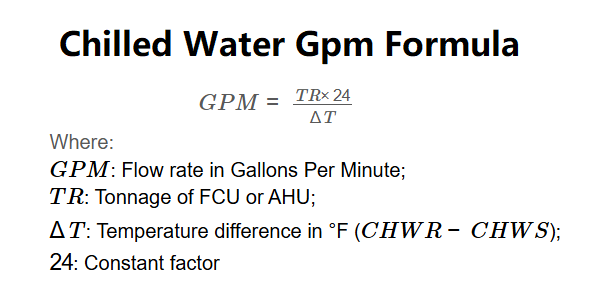 Chilled Water GPM Formula