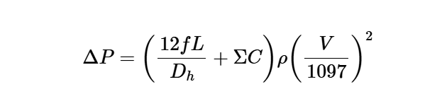 Total Pressure Loss in Duct Section