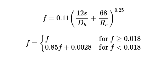 Friction Factor (Altshul-Tsal Equation)