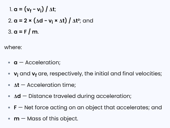 Acceleration Formula