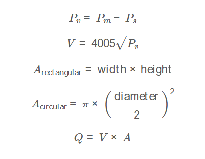 Air Velocity and Flow Formula