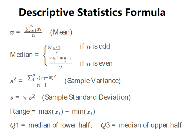 Descriptive Statistics Formula