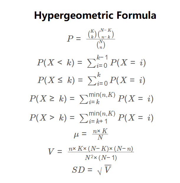 Hypergeometric Distribution Formula
