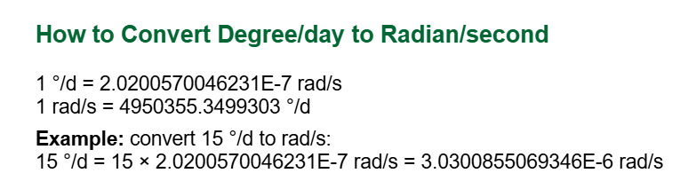 Deg/D to Rad/S Formula