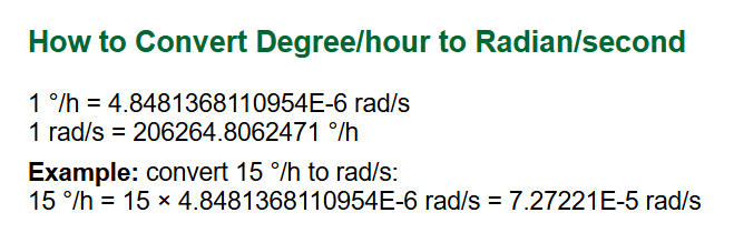 Deg/H to Rad/S Formula