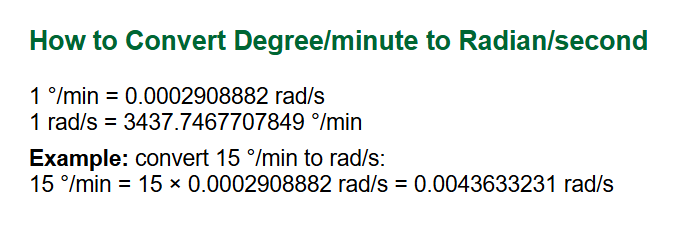 Deg/Min to Rad/S Formula