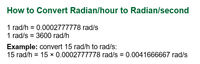 Rad/H to Rad/S Formula