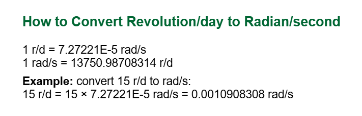 Rev/D to Rad/S Formula