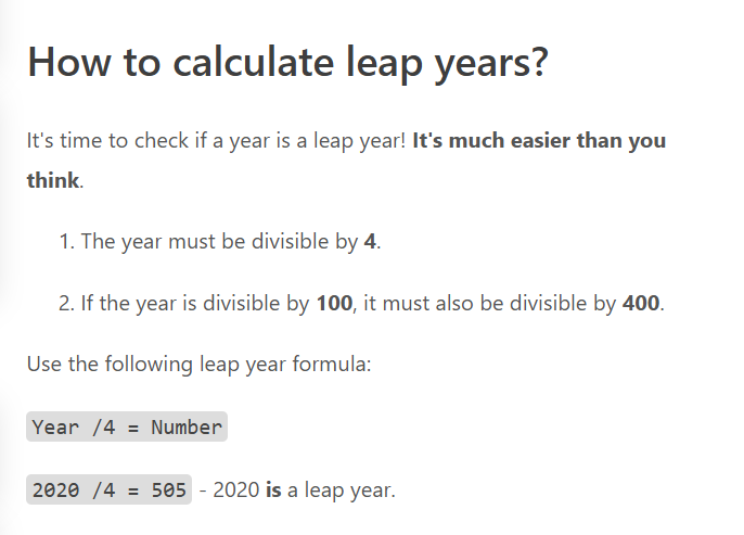 Leap Year Formula