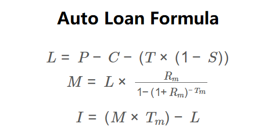 Auto Loan Formula