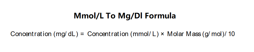 mmol/L to mg/dL Formula