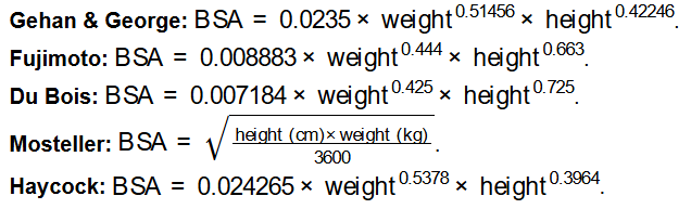 Body Surface Area Calculator Diagram