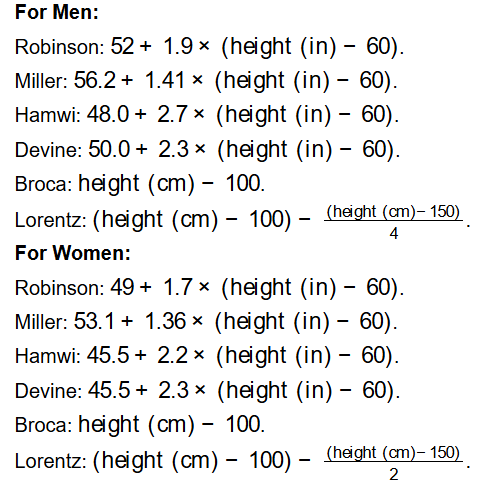 Ideal Weight Calculator Diagram