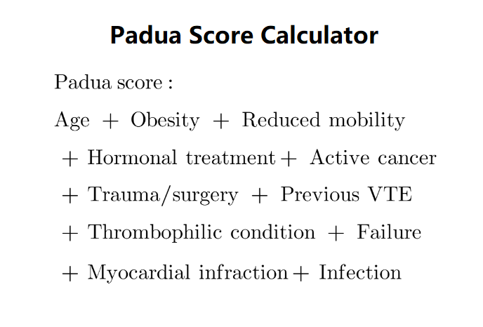 Padua Score Calculator