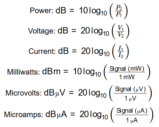 Decibel Conversion Formulas